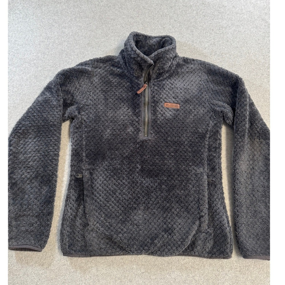 Columbia Fire Side II Sherpa Fleece Pullover Womens Small Gray Zip